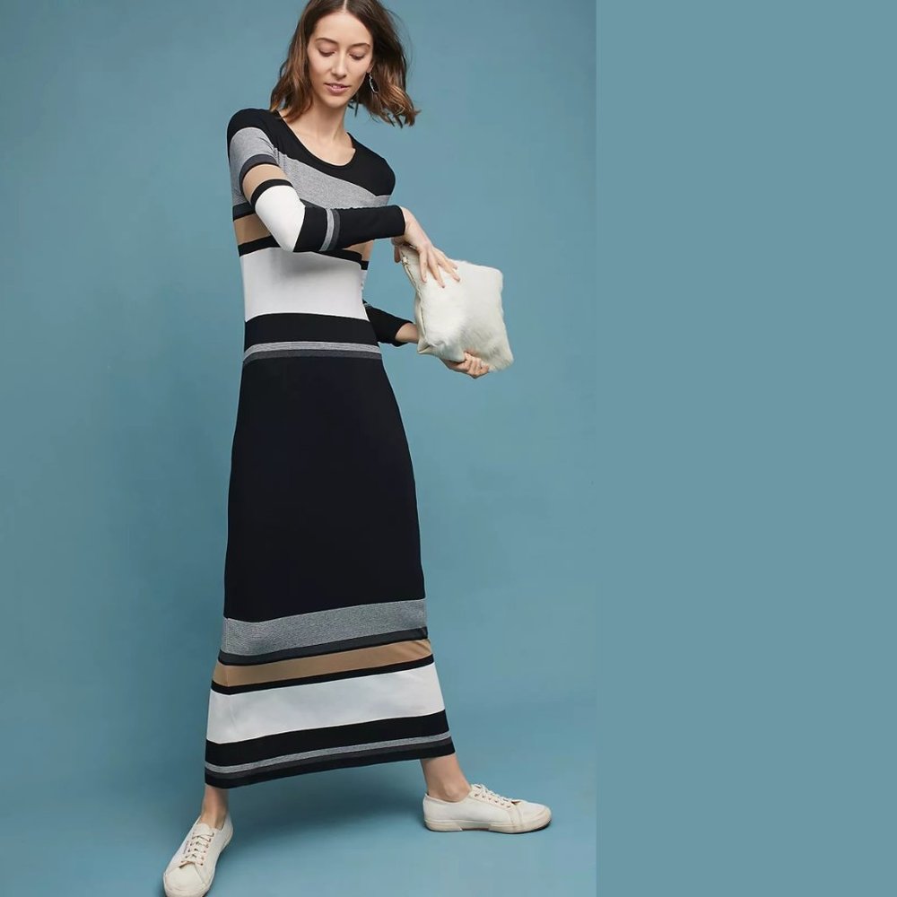 BAILEY 44 Long-Sleeve Striped Maxi Dress - Sz XS